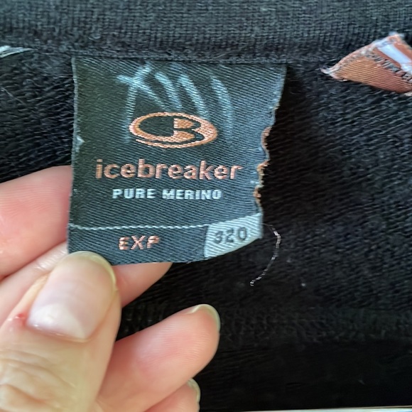 Icebreaker EXP 320 Merino Wool 1/4 Zip Sweater with thumbholes black size L - Picture 2 of 7